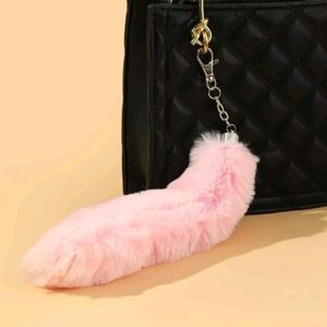 🍄Pink Fluffy Plush Faux Fur Tail Bag Charm